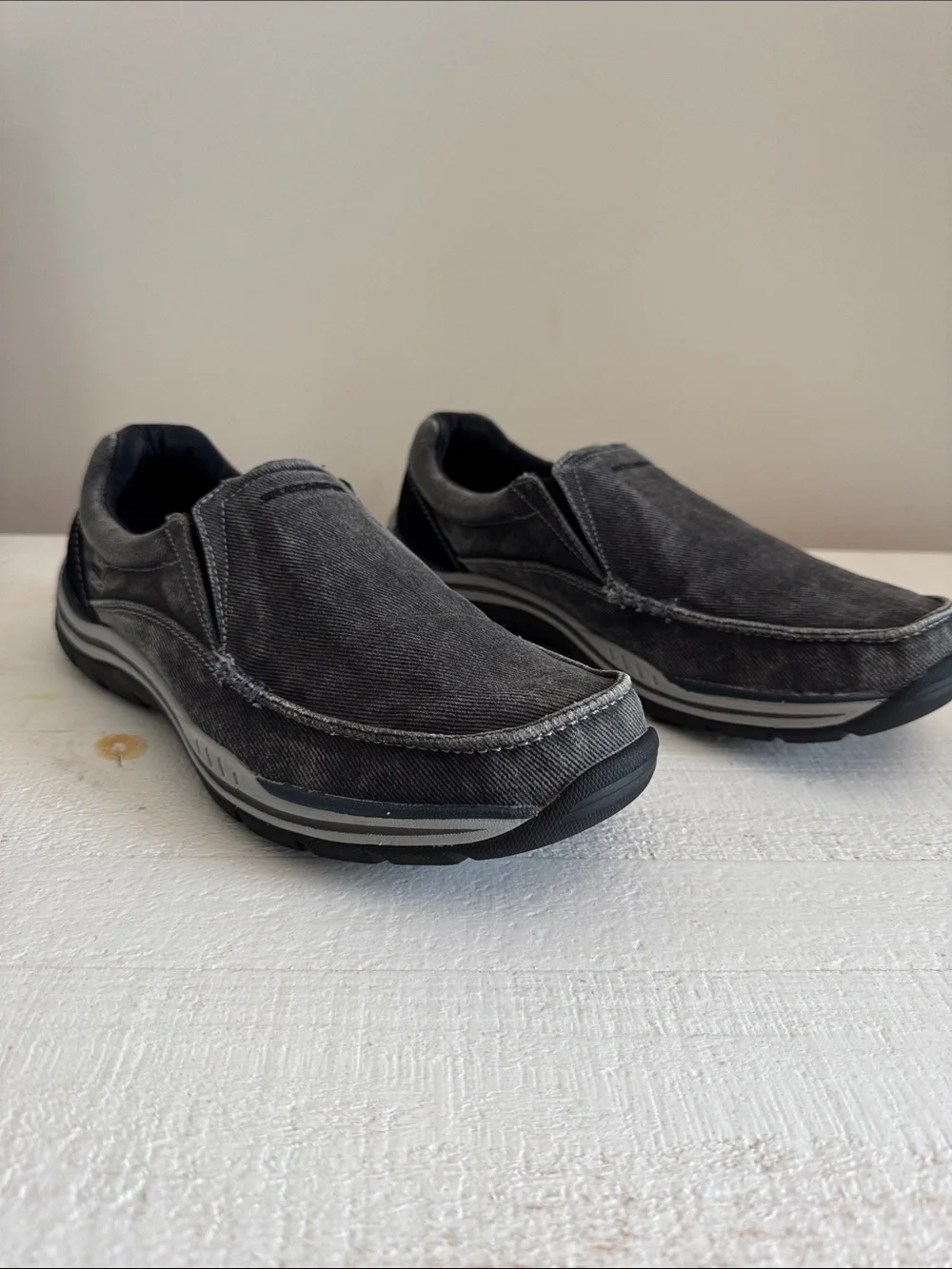Skechers Men's Relaxed Fit Slip-On Loafers in Charcoal Gray